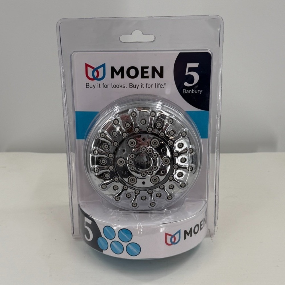 Moen Banbury 5-Setting Fixed Shower Head Chrome Wall Mount‎ 2.5 GPM Massage Jets